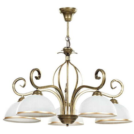 Lampadario Emibig Wivara 5 luci E27 oro/bianco 76cm