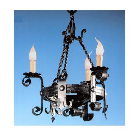 LAMPADARIO FORGIA 3 LUCI IN FERRO BATTUTO LAMPADE LAMPIONE APPLIQUE LANTERNA