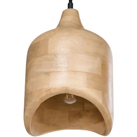 Lampadario Forma rotonda regolabile in legno di mando chiaro Pandu