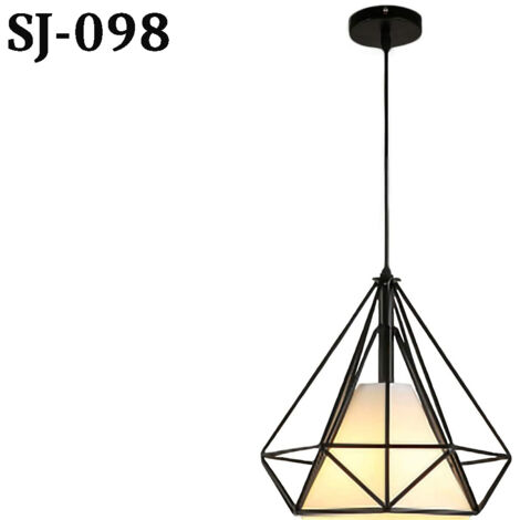 LAMPADARIO GABBIA IN METALLO INDUSTRIALE RETRO E27 PENDENTE VINTAGE NERO SJ098