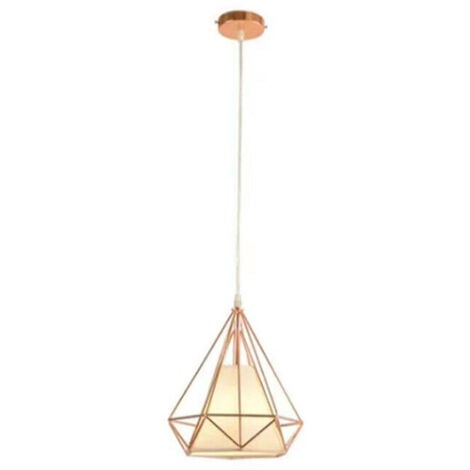 LAMPADARIO GABBIA METALLO INDUSTRIALE RETRO E27 PENDENTE VINTAGE ORO ROSA SJ100