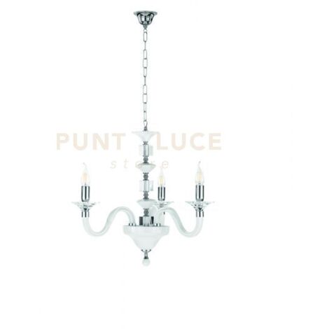 LAMPADARIO GALA 3 LUCI ATTACCO E14 BIANCO E CROMO D.72CM