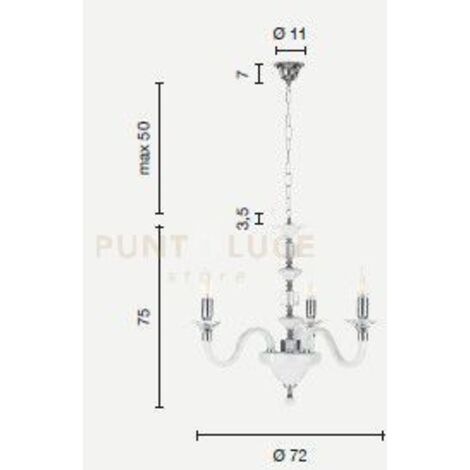 LAMPADARIO GALA 3 LUCI ATTACCO E14 ORO E TRASPARENTE D.72CM