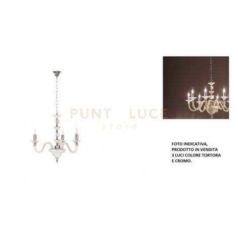 LAMPADARIO GALA 3 LUCI ATTACCO E14 TORTORA E CROMO D.72CM