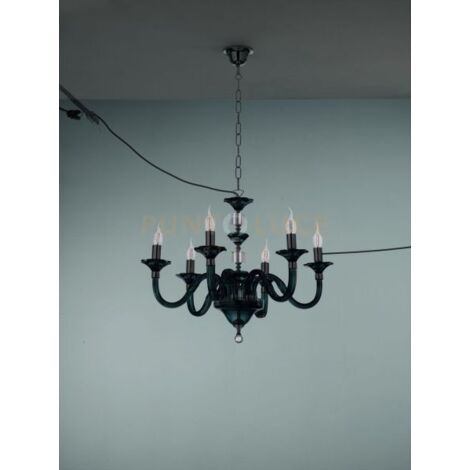 LAMPADARIO GALA 6 LUCI ATTACCO E14 OTTANIO E CROMO D.72CM