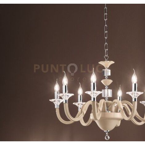 LAMPADARIO GALA 6 LUCI ATTACCO E14 TORTORA E CROMO D.72CM