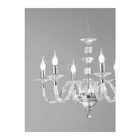 LAMPADARIO GALA 8 LUCI ATTACCO E14 CRISTALLO E CROMO D.82CM