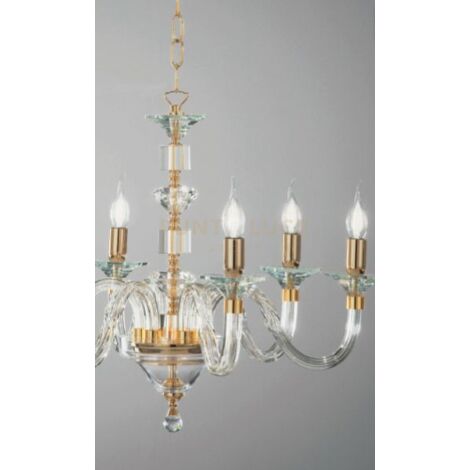 LAMPADARIO GALA 8 LUCI ATTACCO E14 ORO E TRASPARENTE D.82CM