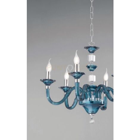 LAMPADARIO GALA 8 LUCI ATTACCO E14 OTTANIO E CROMO D.82CM