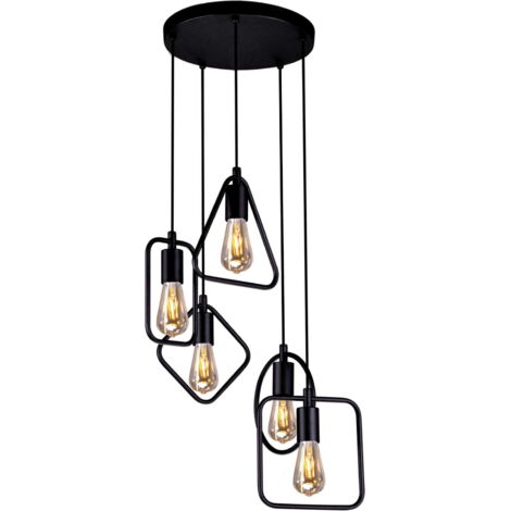 Lampadario GEO nero metallo 5 luci E27 Kaja K-3931