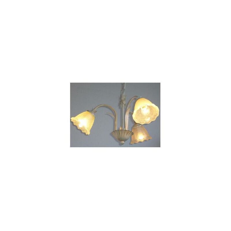 Image of Lampadario ghiaia 3 luci ferro battuto lampade lampione applique lanterna