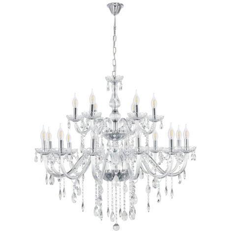 Lampadario glamour Cristallo Candellux con cristalli 18xE14 cromo