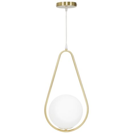 Lampadario Glamy Drop 24x20x46 cm in Ferro e Vetro Oro e Bianco