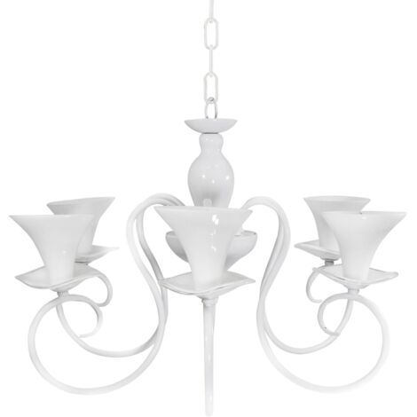 Lampadario GLORIA 5xE14 bianco vetro/metallo Polux