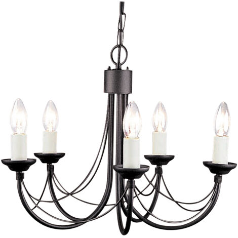 Lampadario gotico Carisbrooke nero 5 luci E14 Elstead