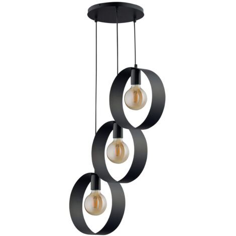 Lampadario Happy nero ad anelli 3 luci E27 Sigma Lighting