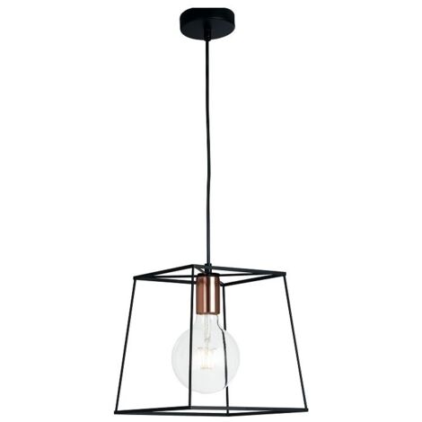 LAMPADARIO HARLEM E27 25X25XH125CM NERO/RAME.