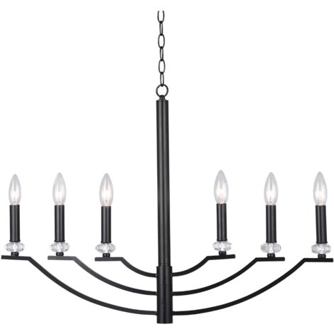 Lampadario HIMS industriale nero 6 luci E14 metallo Polux