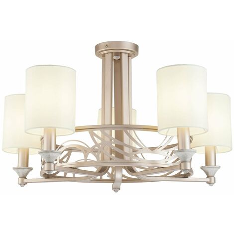 Lampadario House in Metallo Vittoria Crema con Oro