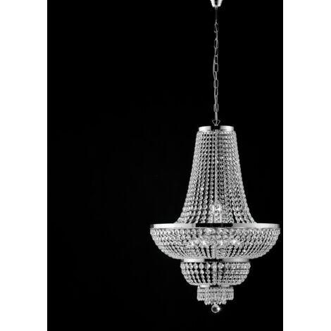 Lampadario imperiale in ferro e ottone Cromato con stass dieci luci 65x h95 cm