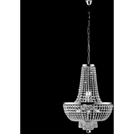 Lampadario imperiale in ferro e ottone Cromato con stass otto luci 50x h74 cm