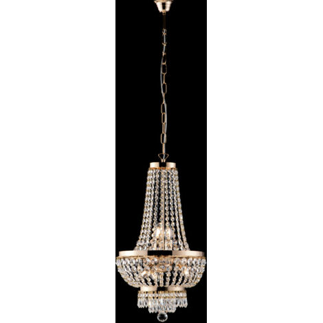 Lampadario imperiale in ferro e ottone Oro con stass cinque luci 35x h70 cm