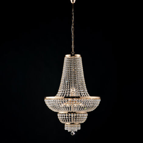 Lampadario imperiale in ferro e ottone Oro con stass dieci luci 65x h95 cm