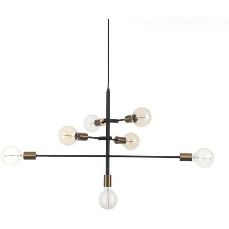 Lampadario in acciaio verniciato nero opaco cm. 82 x 40 H.50
