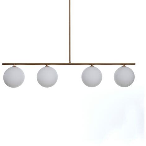 Lampadario in acciaio verniciato ottone anticato cm. L.95 P.15,5 H.90