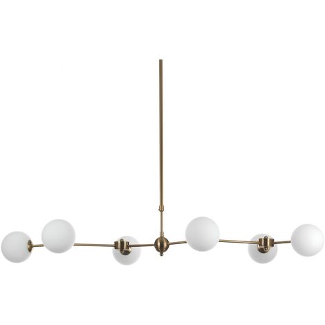Lampadario in acciaio verniciato ottone  cm. 120 x 68  H.da 90 a 150