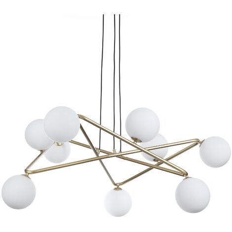 Lampadario in acciaio verniciato ottone cm. L.110 P.110 H.43