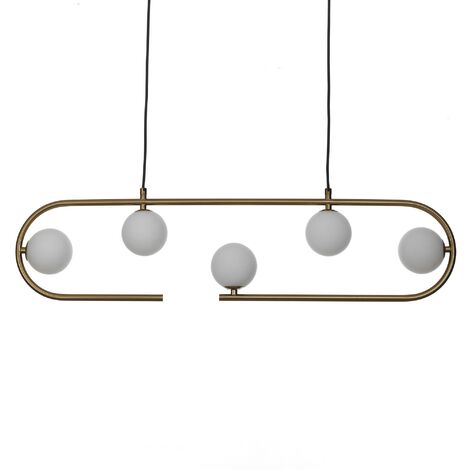 Lampadario in acciaio verniciato ottone cm. L.86 P.9,5 H.22
