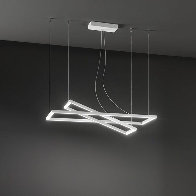 Lampadario in Alluminio Moderno Cross Bianco Led