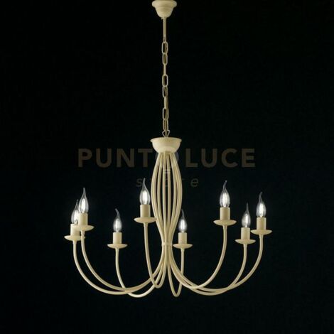 Lampadario in ferro Avorio decape otto luci 74x h60 cm