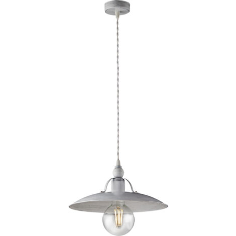 Lampadario in ferro Bianco Argento industrial minimal 30x h14 cm
