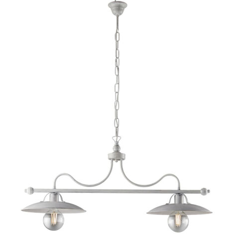 Lampadario in ferro Bianco Argento industrial minimal 87x h36 cm