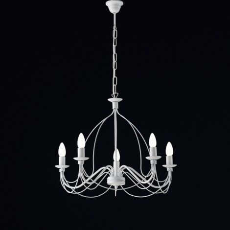 Lampadario in ferro Bianco shabby cinque luci 61x h45 cm