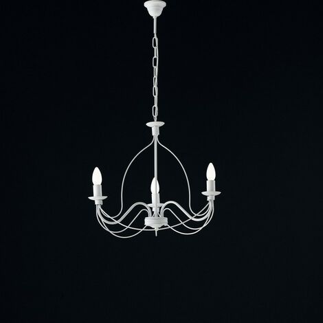 Lampadario in ferro Bianco shabby tre luci 49x h43 cm