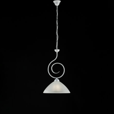 Lampadario in ferro Bianco Shabby una luce paralume Bianco 32x h53 cm