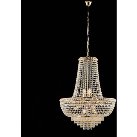 Lampadario in ferro e ottone dorato con strass 11 luci H.82 - MAX 142 - Ø62