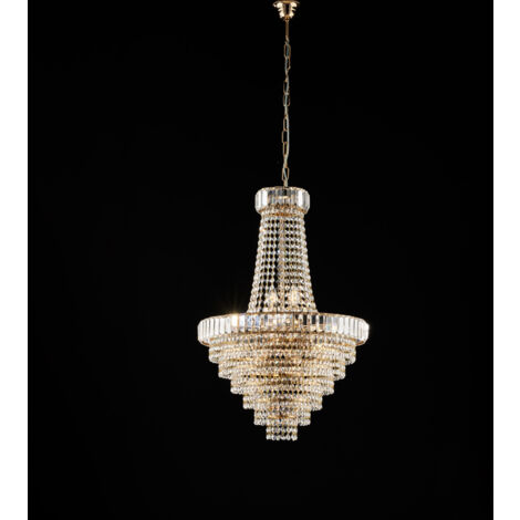 Lampadario in ferro e ottone dorato con strass 8 luci H.79 - MAX 129 - Ø51