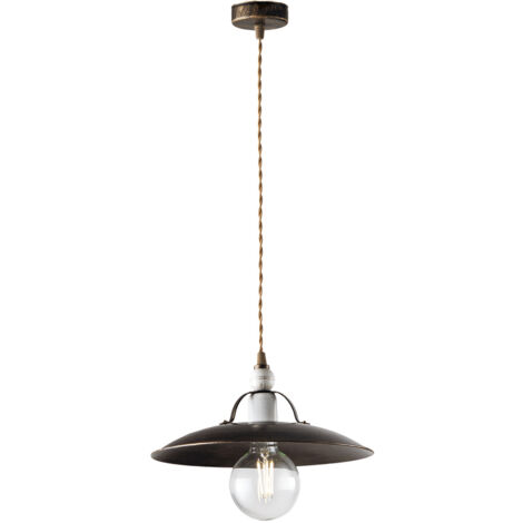 Lampadario in ferro Marrone Oro industrial Bianco una luce 30x h14 cm