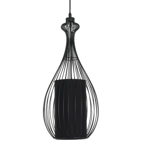 Lampadario in filo di acciaio nero con paralume cm Ø.24 H.56