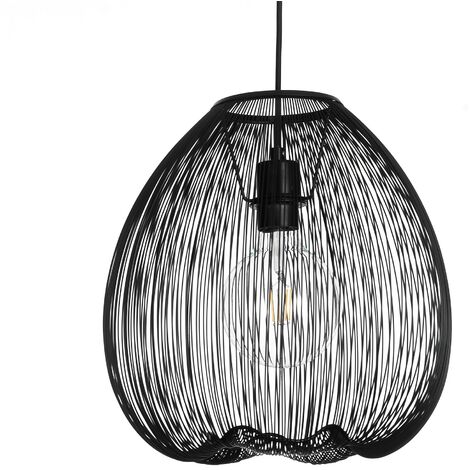 Lampadario in filo di acciaio nero opaco cm. Ø.35 H.36