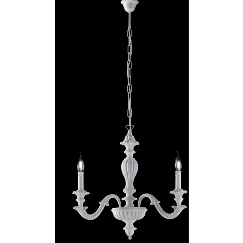 Bonetti Illumina Lampadario In Legno Bianco Shabby 3 Luci Leonardo