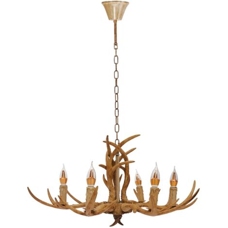 Lampadario in Legno Di Cervo Vintage Plafoniera in Resina Con 6 Luci Decorazione Artistica Lampadario Rustico Per Caffè Ristorante Corridoio Camera Da Letto Sala Da Pranzo
