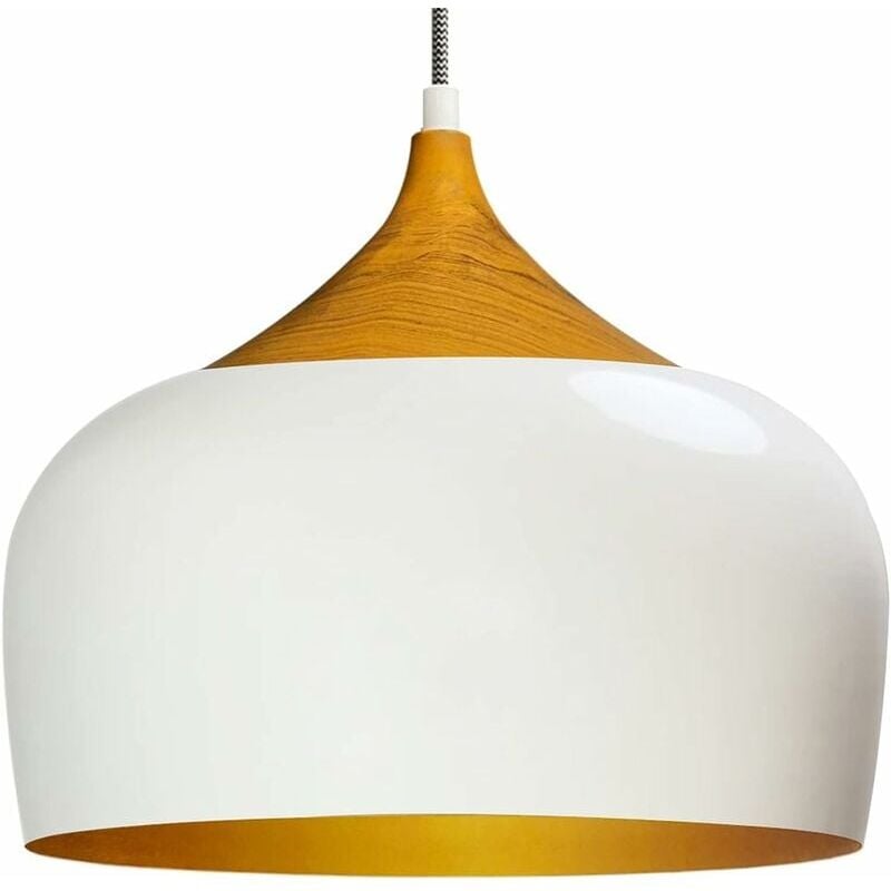 Lampadario in legno metallizzato bianco E27 diametro: 30 cm