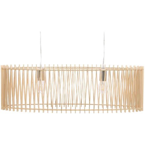 Lampadario in MDF e Metallo Marrone e Color Legno Chiaro 124 cm Chari - Legno chiaro
