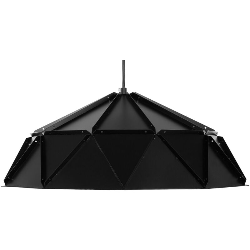 Image of Lampadario in Metallo Nero con Paralume Semicircolare Design Industriale Senia