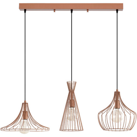 Lampadario in Metallo Dorato regolabile 3 abat-jour - MEZOPOTAMYA